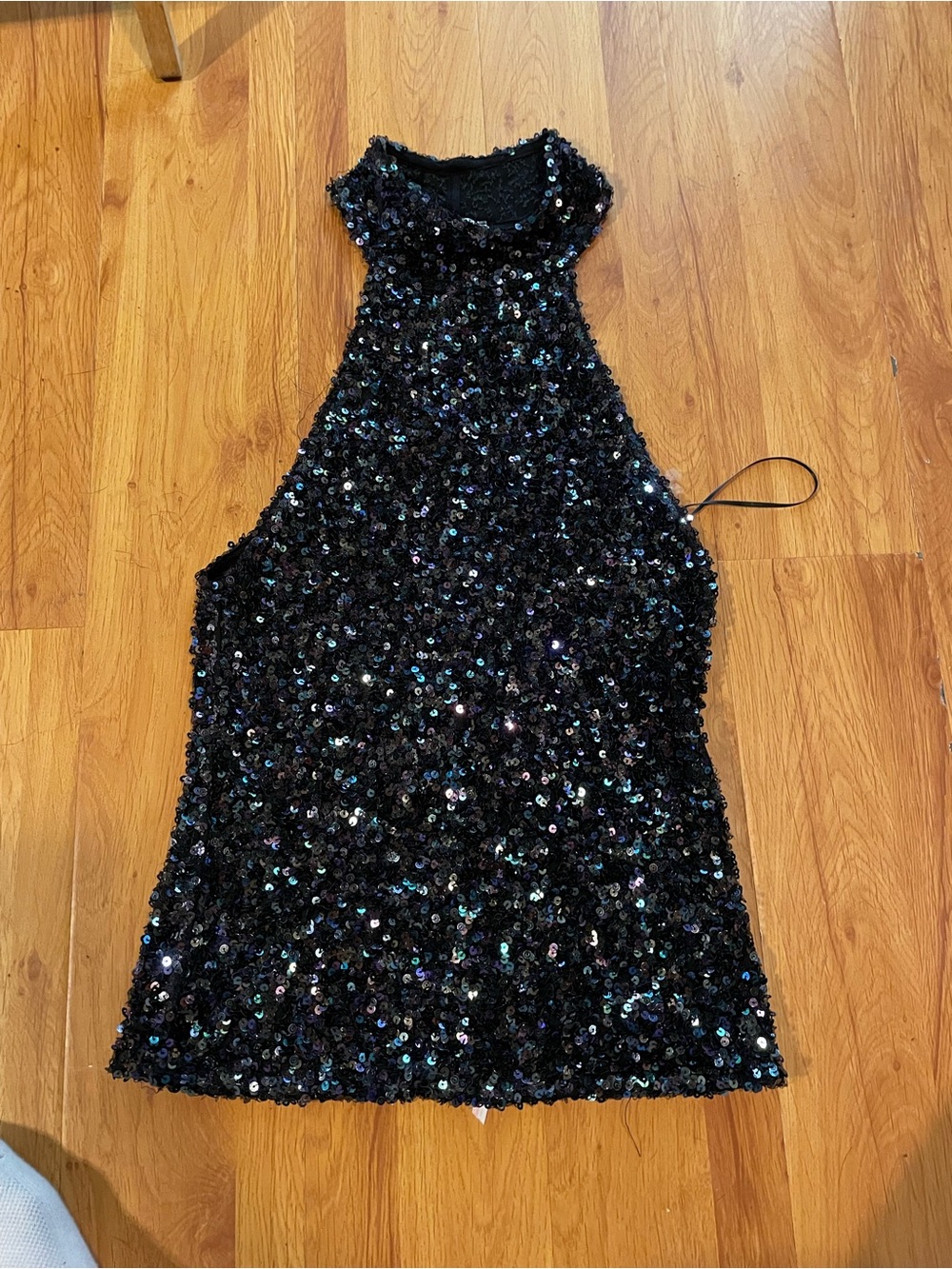 Black Sequin Halter Top - Evening Party